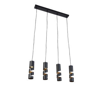 Moderne hanglamp zwart 4-lichts - Stream