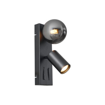Moderné nástenné svietidlo čierne 2-svetlá naklápacie s portom USB-C - Lesly