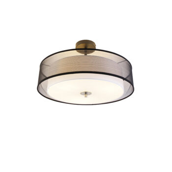 Moderné stropné svietidlo čierne s bielou 50 cm 3-svetlo - Drum Duo