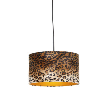 Moderné závesné svietidlo čierne s leopardím tienidlom 35 cm - Combi
