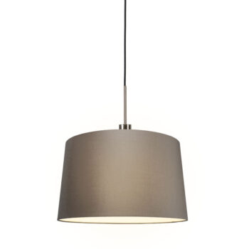 Moderné závesné svietidlo oceľ a čierna s tienidlom 45 cm taupe - Combi