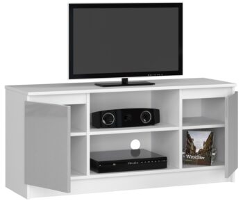 TV stolík ROMANA120 - skvelý doplnok do vašej obývačky Objavte dizajnový a moderný TV stolík ROMANA120, ktorý sa dokonale hodí do každej obývačky. S jeho jedinečným metalickým leskom a elegantnou bielou farbou bude stredobodom pozornosti v každom interiéri.  Typ tovaru: TV stolík < li>Materiál: LTD Rozmery: 55 x 120 x 40 cm Farba: biela s metalickým leskom Vybavenie: dvierka plné (skrinka) Štýl: moderné, dizajnové Dekor: lesk Počet políc: 2  Vychutnajte si kvalitu a štýl v jednom s TV stolíkom ROMANA120!