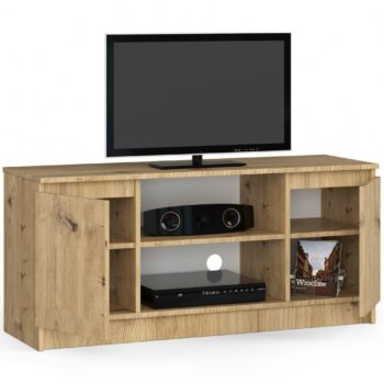 TV stolík ROMANA120: Moderná elegancia v odtieni dub Artisan ROMANA120 predstavuje ideálne spojenie moderného dizajnu a klasického vzhľadu dreva v odtieni dub Artisan. Tento TV stolík nielenže je skvelým doplnkom do vašej obývačky, ale taktiež ponúka praktické riešenie pre uloženie elektroniky a ďalších predmetov.  Typ tovaru: TV stolík Materiál: LTD Rozmery: 55 x 120 x 40 cm Farba: dub Artisan Vybavenie: dvierka plné (skrinka) Štýl: moderné, dizajnové Počet políc: 2  Ak hľadáte nábytok, ktorý kombinuje klasické a moderné prvky, potom je TV stolík ROMANA120 správnou voľbou pre vás .