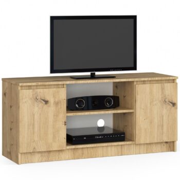 TV stolík ROMANA120: Moderná elegancia v odtieni dub Artisan ROMANA120 predstavuje ideálne spojenie moderného dizajnu a klasického vzhľadu dreva v odtieni dub Artisan. Tento TV stolík nielenže je skvelým doplnkom do vašej obývačky, ale taktiež ponúka praktické riešenie pre uloženie elektroniky a ďalších predmetov.  Typ tovaru: TV stolík Materiál: LTD Rozmery: 55 x 120 x 40 cm Farba: dub Artisan Vybavenie: dvierka plné (skrinka) Štýl: moderné, dizajnové Počet políc: 2  Ak hľadáte nábytok, ktorý kombinuje klasické a moderné prvky, potom je TV stolík ROMANA120 správnou voľbou pre vás .