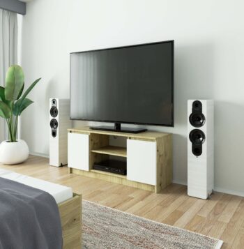 TV stolík ROMANA120: Dizajnová harmónia duba Artisan a čisté biele ROMANA120 predstavuje výnimočný kúsok nábytku, ktorý kombinuje teplý odtieň duba Artisan s elegantnou bielou. Tento TV stolík sa skvele zapojí do moderného i tradičného interiéru obývacej izby a ponúka nielen krásny dizajn, ale aj praktickosť.  Typ tovaru: TV stolík < li>Materiál: LTD Rozmery: 55 x 120 x 40 cm Farba: dub Artisan + biela Vybavenie: dvierka plné (skrinka) Štýl: moderné, dizajnové Počet políc: 2  Zariaďte svoju obývaciu izbu s kúskom, ktorá kombinuje funkčnosť s elegantným dizajnom. ROMANA120 je správnou voľbou pre tých, ktorí hľadajú nábytok s osobitým charakterom.