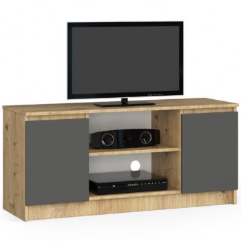 TV stolík ROMANA120: Kombinácia duba Artisan a elegantného grafitu ROMANA120 je výnimočný TV stolík, ktorý harmonicky spáruje teplé tóny duba Artisan s hlbokým a sofistikovaným grafitovým odtieňom. Perfektne sa hodí do modernej obývacej izby a ponúka kombináciu estetiky a funkcionality.  Typ tovaru: TV stolík Materiál: LTD Rozmery: 55 x 120 x 40 cm Farba: dub Artisan + grafit < li>Vybavenie: dvierka plné (skrinka) Štýl: moderné, dizajnové Počet políc: 2  Zvýšte pohodlie a štýl vašej obývačky s ROMANA120 - ideálnou voľbou pre tých, ktorí chcú kvalitu a dizajn v jednom.