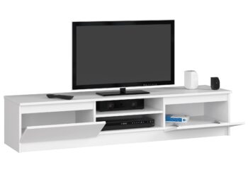 TV stolík ROMANA160: Čistota a eleganciu v bielej  Predstavujeme vám ROMANA160, moderný TV stolík, ktorý skvele kombinuje jednoduchosť s nadčasovým dizajnom. Čisto biela farba poskytuje svieži a vzdušný vzhľad, ktorý rozjasní každú obývaciu izbu.   Typ tovaru: TV stolík Vhodné do miestnosti: obývacia izba < strong>Materiál: LTD Rozmer: 33 x 160 x 40 cm Farba: biela Vybavenie: dvierka plné (skrinka) Štýl: moderné, dizajnové Počet políc : 2   S praktickými policami a priestrannou skrinkou ponúka ROMANA160 dostatok úložného priestoru pre všetky vaše audiovizuálne zariadenia a doplnky. Elegantný dizajn a funkčnosť idú ruka v ruke s týmto výnimočným TV stolom.