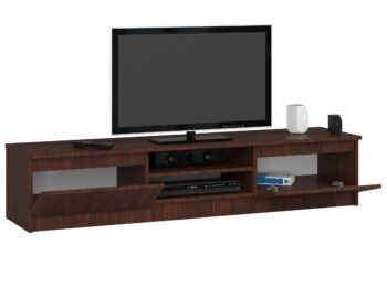 TV stolík ROMANA160: Prirodzená eleganciu vo wenge  Prinášame vám ROMANA160, moderný TV stolík v hlbokom odtieni wenge, ktorý prináša teplý a súčasný dotyk do každého interiéru. Jeho zmyselná farba wenge kombinuje sofistikovaný dizajn s funkciou, čo z neho robí ideálny kúsok pre každú obývaciu izbu.   Typ tovaru: TV stolík Vhodné do miestnosti: obývacia izba < strong>Materiál: LTD Rozmer: 33 x 160 x 40 cm Farba: wenge Vybavenie: dvierka plné (skrinka) Štýl: moderné, dizajnové Počet políc : 2   Okrem svojho esteticky príťažlivého vzhľadu ponúka ROMANA160 tiež praktické skladovacie riešenie vďaka dvom policam a skrinke. Ide o dokonalú kombináciu krásy a funkčnosti pre vašu obývaciu izbu.