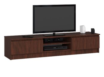 TV stolík ROMANA160: Prirodzená eleganciu vo wenge  Prinášame vám ROMANA160, moderný TV stolík v hlbokom odtieni wenge, ktorý prináša teplý a súčasný dotyk do každého interiéru. Jeho zmyselná farba wenge kombinuje sofistikovaný dizajn s funkciou, čo z neho robí ideálny kúsok pre každú obývaciu izbu.   Typ tovaru: TV stolík Vhodné do miestnosti: obývacia izba < strong>Materiál: LTD Rozmer: 33 x 160 x 40 cm Farba: wenge Vybavenie: dvierka plné (skrinka) Štýl: moderné, dizajnové Počet políc : 2   Okrem svojho esteticky príťažlivého vzhľadu ponúka ROMANA160 tiež praktické skladovacie riešenie vďaka dvom policam a skrinke. Ide o dokonalú kombináciu krásy a funkčnosti pre vašu obývaciu izbu.