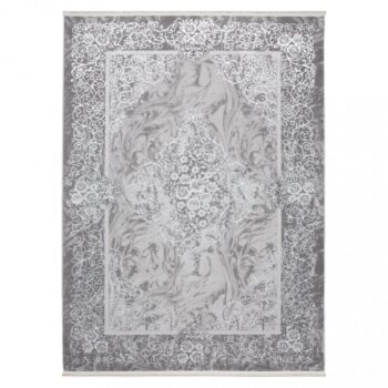 Moderný bielo-sivý dizajnový interiérový koberec so vzorom Šírka: 80 cm | Dĺžka: 150 cm