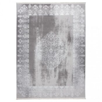 Moderný koberec sivej farby s orientálnym vzorom bielej farby Šírka: 200 cm | Dĺžka: 300 cm