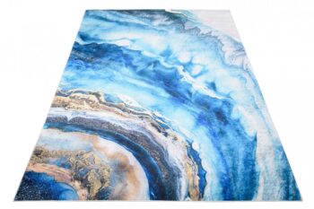 Moderný modrý koberec s abstraktným vzorom Šírka: 80 cm | Dĺžka: 150 cm