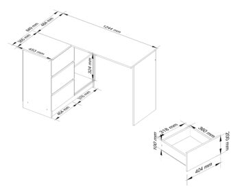 Písací stôl HERRA124L: Moderný dizajn v kombinácii duba Sonoma a bielej farby HERRA124L je moderne designovaný písací stôl, ktorý dokonale spája estetickú krásu duba Sonoma s čistotou bielej farby. Ideálne pre každú detskú izbu, kanceláriu či pracovňu, kde prinesie pocit sviežosti a súčasne elegantného dizajnu.  Dimenzia: Priestranný pracovný stôl s rozmermi 77 x 124 x 85 cm.  Materiál: Odolný a dlhoveký materiál LTD zaručuje kvalitu na dlhé roky. Farba: Skvelá kombinácia duba Sonoma a bielej dodáva stola jedinečný charakter. Vybavenie: Tri priestranné zásuvky na uskladnenie potrebných kancelárskych potrieb. Police: Dve integrované police ponúkajú dostatok priestoru pre knihy či dokumenty. Tvar: Rohová konštrukcia pre maximálne využitie priestoru v miestnosti.  Ľavé prevedenie. Moderný HERRA124L písací stôl je nielen praktickým, ale aj estetickým doplnkom vašej miestnosti. S kombináciou duba Sonoma a bielej farby sa stane neprehliadnuteľným kúskom nábytku, okolo ktorého sa bude točiť život vašej pracovnej zóny.