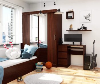 JIRÍ90L: Moderný Písací Stôl pre Detskú Izbu a Kancelária  Predstavujeme Vám JIRÍ90L, dizajnový písací stôl v elegantnej farbe wenge, ktorý je ideálnou voľbou pre detskú izbu, kanceláriu i pracovňu . S jeho moderným a zároveň praktickým designom sa stane nepostrádateľným kúskom vášho interiéru.   Materiál: Kvalitný a trvanlivý LTD pre dlhodobé využitie. Farba: Prírodný a sýty odtieň wenge dodá vášmu priestoru teplý a elegantný vzhľad. Rozmery: 77 x 90 x 50 cm - optimálne rozmery pre komfortnú prácu a efektívne využitie priestoru. Vybavenie : 3 priestranné zásuvky poskytujú dostatok úložného priestoru pre všetky vaše potreby. Štýl: Moderné a dizajnové prevedenie, ktoré je v súlade s najnovšími trendmi v oblasti bývania.< /li> Polica: 1 praktická polička na umiestnenie vašich najdôležitejších vecí v dosahu ruky.  Ľavé prevedenie.  Ak chcete kombinovať funkčnosť s výnimočným dizajnom, je JIRÍ90L ideálnou voľbou. Objavte krásu a pohodlie tohto moderného písacieho stola.
