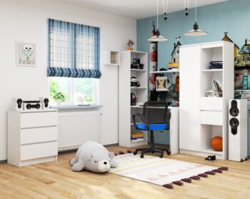 Písací stôl JONAS: Moderná elegancia pre vašu pracovnú zónu Chcete do svojho interiéru priniesť moderný dizajn spojený s praktickosťou? Písací stôl JONAS je ideálnou voľbou pre tých, ktorí hľadajú kombináciu štýlu a funkčnosti. S jeho širokým vzhľadom a dostatočným úložným priestorom sa stane nepostrádateľným kúskom nábytku v detskej izbe, kancelárii či pracovni.  Materiál: LTD - kvalitný a odolný materiál na dlhodobé použitie.  Rozmery: 180 x 125 x 50 cm - široký dizajn pre maximálnu pracovnú plochu. Farba: Čistá a svieža biela - dodá vášmu priestoru vzdušnosť a svetlosť. Štýl: Moderný a dizajnový vzhľad, ktorý očarí na prvý pohľad. Počet políc: strong> 5 - pre jednoduché usporiadanie a prehľadnosť vašich dokumentov a potrieb.  Urobte krok vpred v zariaďovaní vášho domova či kancelárie s písacím stolom JONAS. Objednajte si ho ešte dnes a užite si kombináciu krásy a praktickosti.