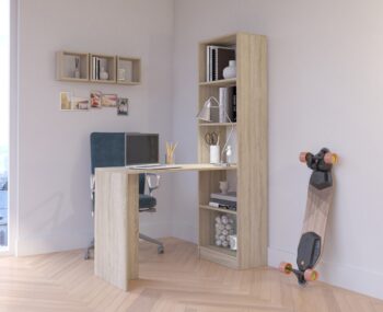 Písací stôl JONAS: Dokonalý do každej izby  Názov produktu:JONAS Typ tovaru: Písací stôl ideálny do detského izby, kancelárie či pracovne. Svojou modernou a dizajnovou víziou osloví každého, kto hľadá niečo výnimočné.   Materiál: Kvalitné LTD vo farbe dub Sonoma dodáva stolu JONAS nielen pevnosť, ale aj elegantný vzhľad.   Rozmery: 180 x 125 x 50 cm. Napriek tomu, že má široký vzhľad, ľahko sa zmestí do väčšiny miestností a ponúka dostatok priestoru pre vaše veci.   Vybavenie: Tento písací stôl je vybavený praktickým regálkom s 5 policami, čo uľahčuje organizáciu a skladovanie vašich potrieb.   Vďaka svojmu modernému a dizajnovému štýlu bude stôl JONAS ozdobou každej miestnosti. Nielenže je funkčný, ale aj esteticky príťažlivý.