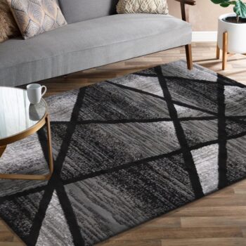 Moderný sivo čierny koberec s abstraktným vzorom Šírka: 80 cm | Dĺžka: 150 cm