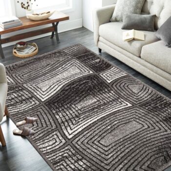 Moderný sivý koberec s abstraktným motívom Šírka: 120 cm | Dĺžka: 170 cm