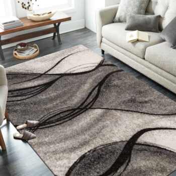 Moderný sivý koberec s abstraktným motívom Šírka: 60 cm | Dĺžka: 100 cm