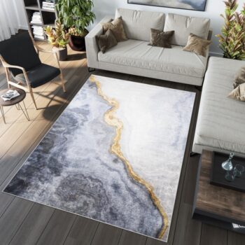 Moderný sivý koberec s abstraktným vzorom Šírka: 120 cm | Dĺžka: 170 cm