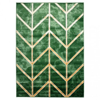 Moderný zelený koberec s jednoduchým zlatým  vzorom Šírka: 80 cm | Dĺžka: 150 cm