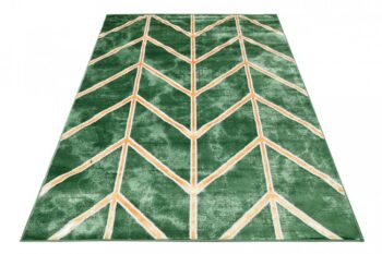 Moderný zelený koberec s jednoduchým zlatým  vzorom Šírka: 80 cm | Dĺžka: 150 cm