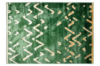 Moderný zelený koberec s originálnym zlatým vzorom Šírka: 80 cm | Dĺžka: 150 cm