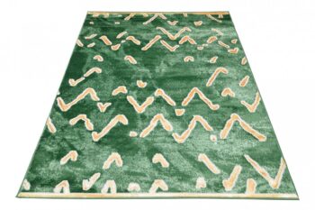Moderný zelený koberec s originálnym zlatým vzorom Šírka: 80 cm | Dĺžka: 150 cm