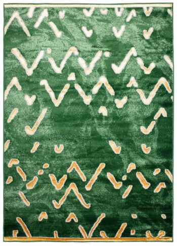 Moderný zelený koberec s originálnym zlatým vzorom Šírka: 80 cm | Dĺžka: 150 cm