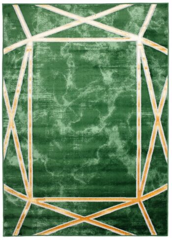 Moderný zelený koberec so zlatým vzorom Šírka: 140 cm | Dĺžka: 200 cm