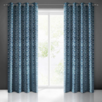 Modré dekoračné závesy so zavesením na kovové kruhy 135 x 250 cm