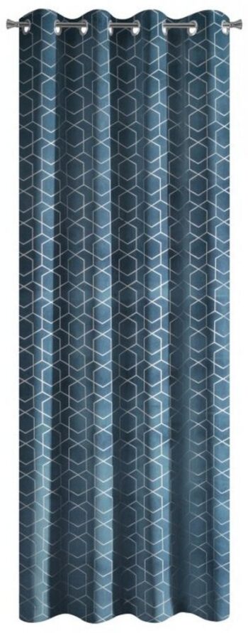 Modré dekoračné závesy so zavesením na kovové kruhy 135 x 250 cm