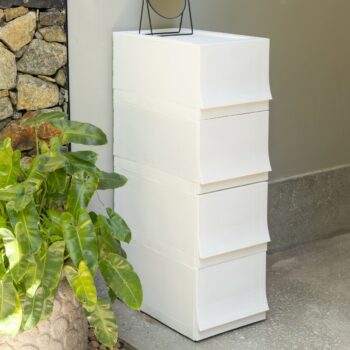 Modulárny úložný box Wave Junior Snow s kolieskami 43,4 x 27,2 x 22 cm, úzky - 1 zásuvka - kolieska