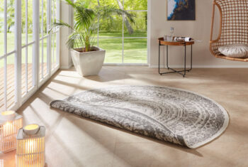 Mujkoberec Original, Kusový koberec Mujkoberec Original Nora 104156 Grey Creme kruh – na von aj na doma, 200x200 (priemer) kruh, šedá, chodba / predsieň