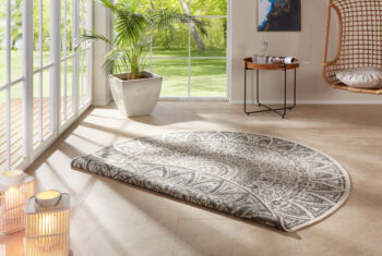 Mujkoberec Original, Kusový koberec Mujkoberec Original Nora 104160 Grey Creme kruh – na von aj na doma, 200x200 (priemer) kruh, šedá, chodba / predsieň
