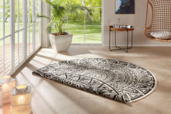 Mujkoberec Original, Kusový koberec Mujkoberec Original Nora 104161 Black Creme kruh – na von aj na doma, 140x140 (priemer) kruh, čiernobiela, chodba / predsieň