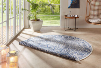 Mujkoberec Original, Kusový koberec Mujkoberec Original Nora 104162 Blue Creme kruh – na von aj na doma, 140x140 (priemer) kruh, modrá, chodba / predsieň