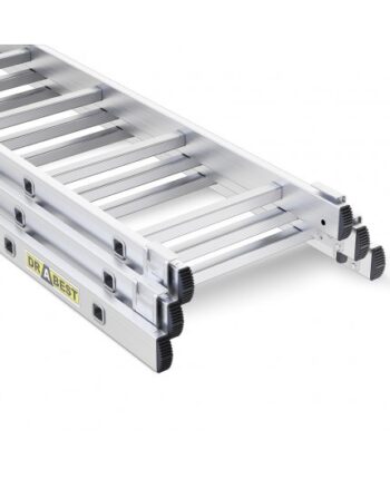 Multifunkčný hliníkový rebrík, 3 x 7 priečok a nosnosť 150 kg