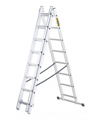 Multifunkčný hliníkový rebrík, 3 x 8 priečok a nosnosť 150 kg