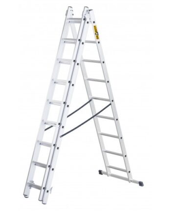 Multifunkčný hliníkový rebrík, 3 x 9 priečok a nosnosť 150 kg