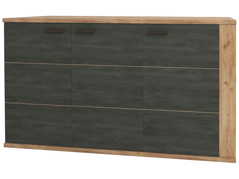 NABBI Ardal CH-3D trojdverová komoda northern tree / craft tobacco Nenechajte si ujsť unikátnu trojdverovú komodu ARDAL CH-3D! Rozmery komody sú (ŠxHxV): 137,9x39,6x75,5 cm. Táto štýlová komoda patrí do kolekcie Ardal, ktorá oplýva svojou vysokou kvalitou a znamenitým dizajnom. Útulná farba craft tobacco pôsobí veľmi upokojujúco a v kombinácii s tmavšou farbou…