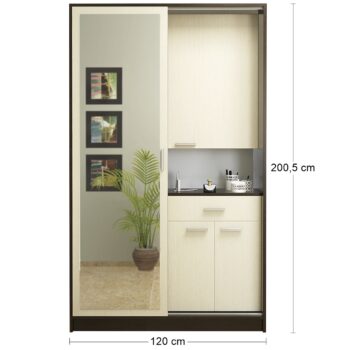 Predsieň so zrkadlom LULEA HS je krásny a praktický nábytok do Vašej domácnosti. Rozmery predsiene sú (ŠxHxV): 120x40x200,5 cm. Farebné prevedenie predsiene je v odtieni farieb wenge tmavá a wenge svetlá. Na jeho výrobu boli použité kvalitné materiály ako je DTD (drevotriesková doska). Hrúbka…