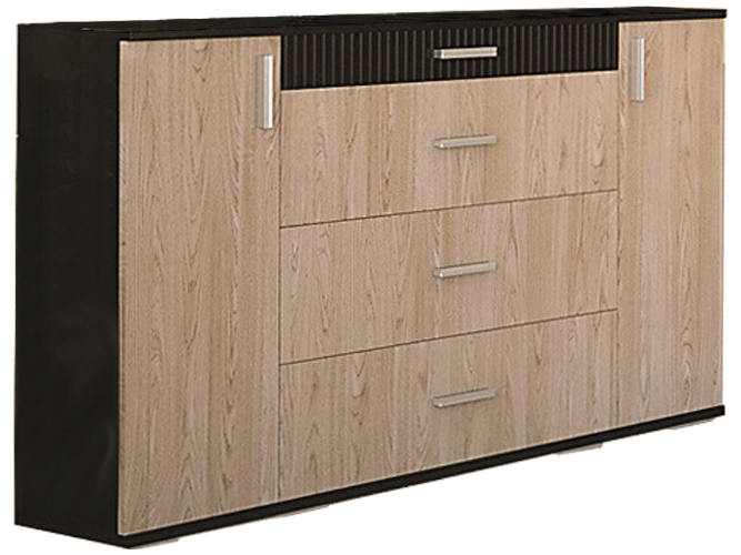 NABBI Mils CH dvojdverová komoda so zásuvkami dub rodos / wenge magic Dvojdverová komoda so zásuvkami MILS CH oplýva eleganciou a štýlom. Minimalistický elegantný dizajn dodá Vášmu domovu štýl vďaka zreteľným a výrazným líniám. Reliéfny povrch MDF (drevovláknitej dosky) pôsobí moderne a nadčasovo. Okrem MDF bola na výrobu použitá aj kvalitná DTD…