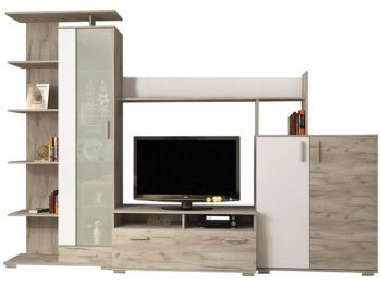 Obývacia stena PIERINO LR pôsobí veľmi útulne a takým spraví aj Váš domov. Rozmery celej obývacej steny sú (ŠxHxV): 290x46,5x206 cm, rozmery TV stolíka, ktorý je súčasťou, sú (ŠxV): 110x86 cm. Príjemné farebné prevedenie dub craft sivý je v kombinácii s nežnou bielou. Obývacia stena Vám poskytne…