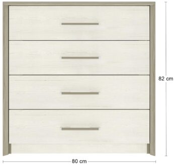 Zásuvkovú komodu SALERNES CH-800 si budete pochvaľovať. Jej rozmery sú (ŠxHxV): 80x46x82 cm. Moderný dizajn nábytku Salernes dokonale vylepší akýkoľvek interiér a kombinácia farieb pino aurelio a madagaskar / nelson vizuálne rozšíri priestor a presvetlí ho. Na jeho výrobu bola použitá…