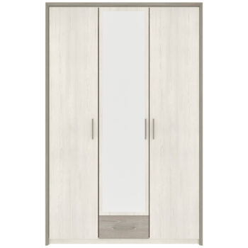 Trojdverovú šatníkovú skriňu so zrkadlom SALERNES W-3D si budete pochvaľovať. Jej rozmery sú (ŠxHxV): 136x57,5x212 cm. Moderný dizajn nábytku Salernes dokonale vylepší akýkoľvek interiér a kombinácia farieb pino aurelio a madagaskar/nelson vizuálne rozšíri priestor a presvetlí ho. Na jeho…
