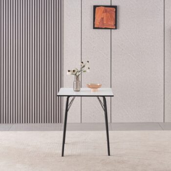 Jedálenský stôl Nalak Typ 1 70 v elegantnej kombinácii bielej a čiernej farby je ideálnym doplnkom pre moderné interiéry. Tento stôl, vyrobený z kvalitného MDF materiálu a kovu, ponúka nielen štýlový vzhľad, ale aj praktickosť a odolnosť. S rozmermi 70 x 70 x 75 cm je vhodný pre…