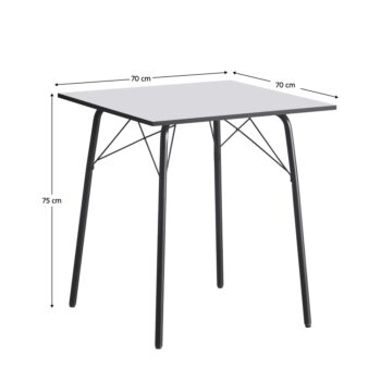 Jedálenský stôl Nalak Typ 1 70 v elegantnej kombinácii bielej a čiernej farby je ideálnym doplnkom pre moderné interiéry. Tento stôl, vyrobený z kvalitného MDF materiálu a kovu, ponúka nielen štýlový vzhľad, ale aj praktickosť a odolnosť. S rozmermi 70 x 70 x 75 cm je vhodný pre…