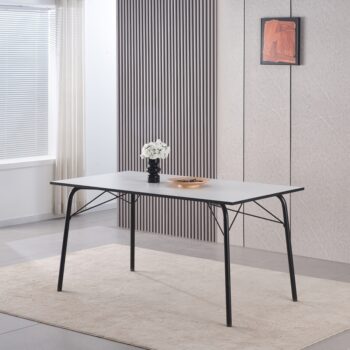 Jedálenský stôl Nalak Typ 3 je ideálnym riešením pre moderné interiéry, kde sa kladie dôraz na štýl a funkčnosť. S rozmermi 160x80 cm ponúka dostatok priestoru pre pohodlné stolovanie až šiestich osôb. Jeho elegantný vzhľad v kombinácii bielej a čiernej farby dodáva miestnosti…