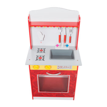 Detská kuchynka Naori v kombinácii červenej, žltej a bielej farby je ideálnym doplnkom pre každé dieťa vo veku od 6 do 12 rokov, ktoré sa rado hrá na kuchára či kuchárku. Táto moderná kuchynka je navrhnutá tak, aby podporovala kreativitu a rozvíjala zručnosti detí pri hre.